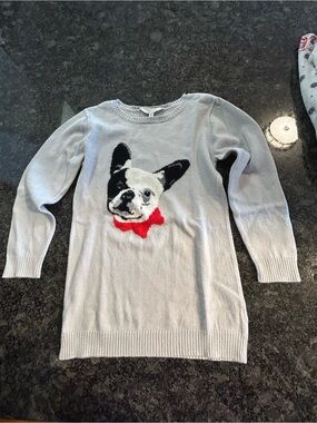 77kids by American Eagle Girls French Bulldog Sweater Knit Tunic Gray Sz 5